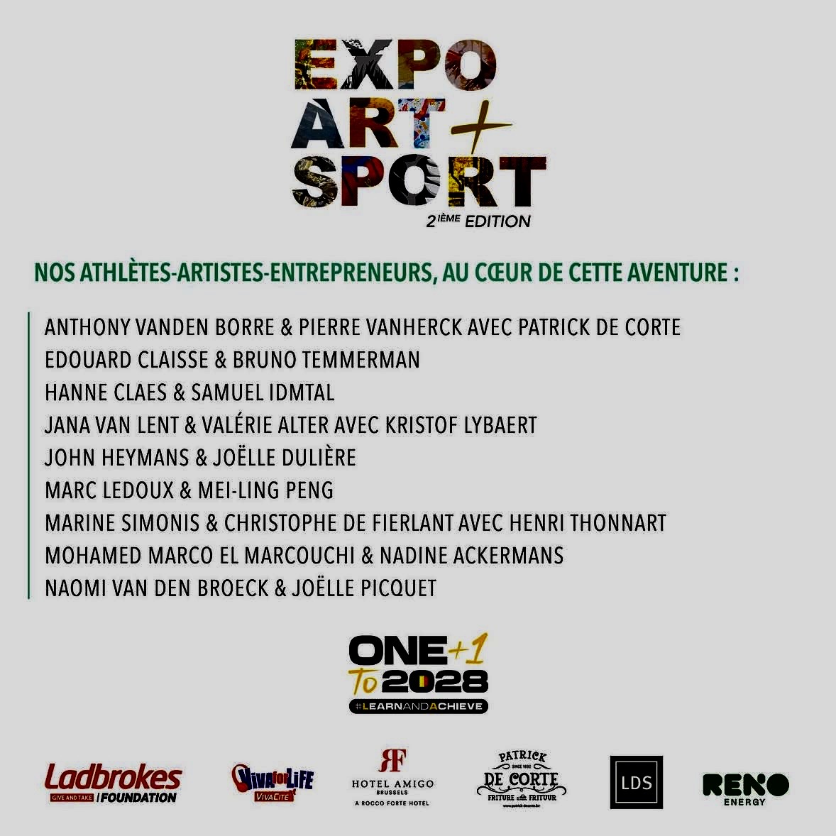 Détails de l'Expo Art+Sport avec la liste des participants.